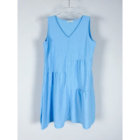 sea glass lane Dresses & Skirts - Sea Glass Lane Linen Blend Midi Dress Blue Sleeveless USA MADE L
